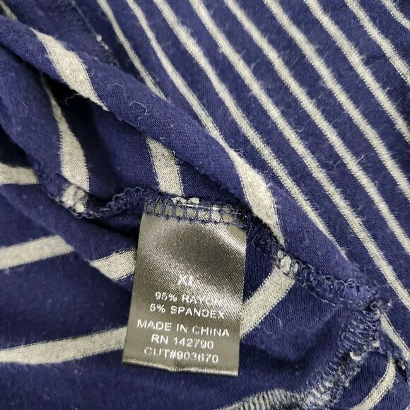 BCBGMaxAzria Long Sleeve Navy Blue Gray Striped Knit Top Size XL - Picture 9 of 11